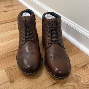 Brown leather boots